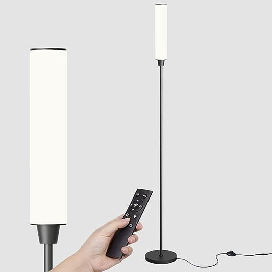 Floor Lamp with Remote Control,Bright Floor Lamps for Living Room/Bedroom/Office, Stepless Adjustable 3000K-6000K Colors and 10-100% Brightness,Standing Light with Foot Switch (Black)